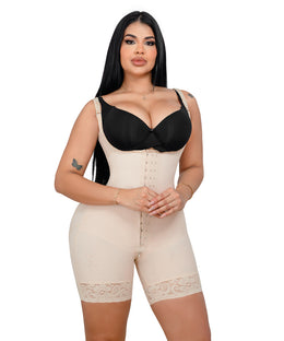 Faja moldeadora reloj de arena control abdomen - media pierna con tiras, cremalleras y broche central ( Ref. O-011 / O-211  )