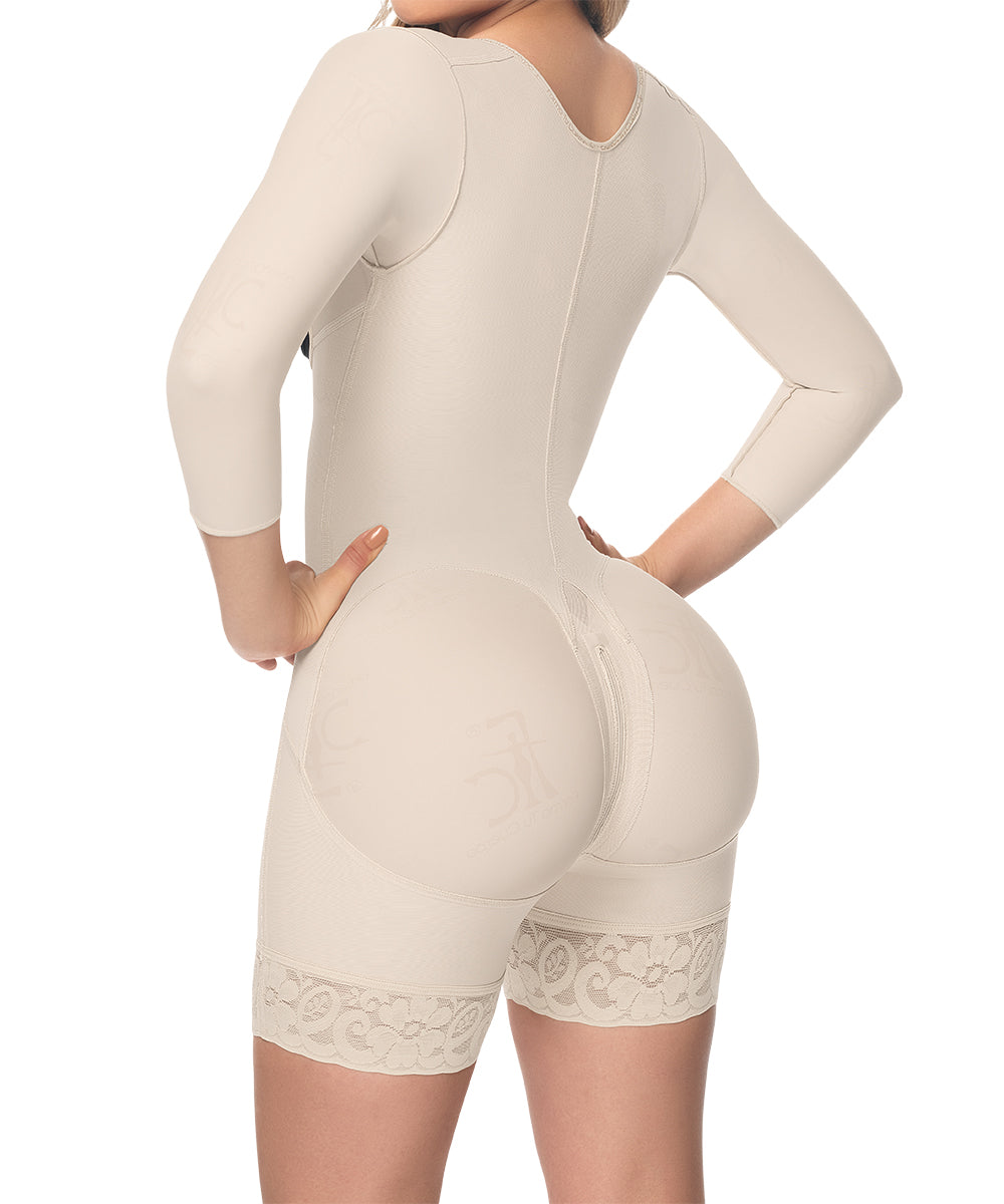 Faja control de abdomen reloj de arena, media pierna con manga larga, cremallera perineal y broche central ( O-015/O-215 )