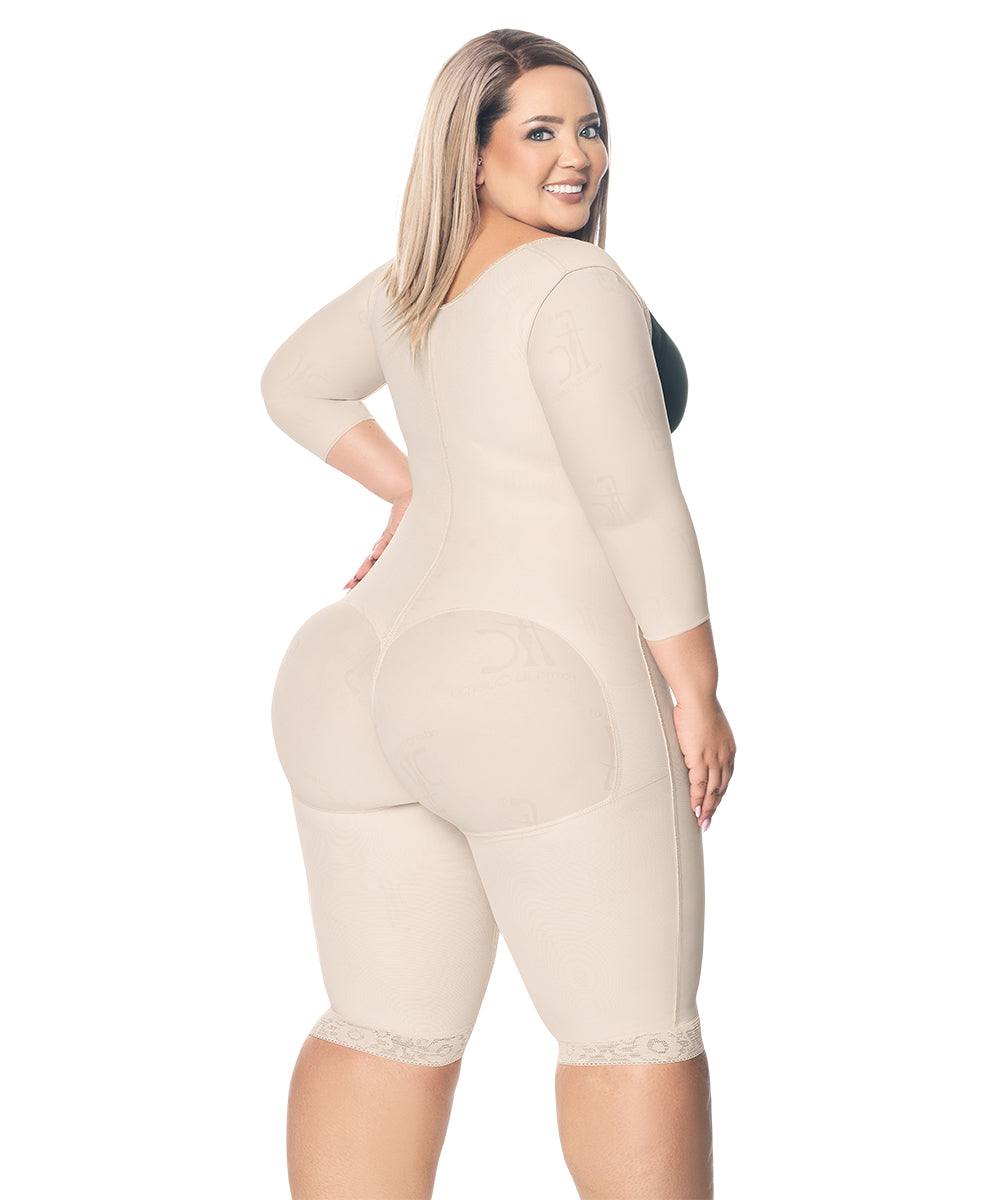 Faja moldeadora con manga corta hasta la rodilla y  cremallera lateral ( Ref. O-024 )
